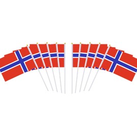 10 Pack Norway Norwegian Flags on Stick 5x8 Inch,Patriotic Decorations,Classroom Decor,Small Mini Flags on Sticks,Flag Decorations for Party.