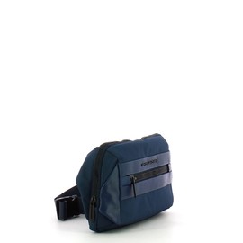 Piquadro Woody Men's Leather and Fabric Waist Bag, Dark Blue, Taglia Unica, Contemporary