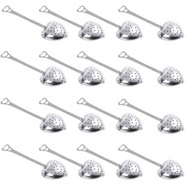 Diyfixlcd 16 Pieces Heart Shaped Tea Infuser Stainless Steel Long Grip Mesh Tea Strainer Ball, Reusable Tea Spoon tea strainers with Snap for Loose Tea Leaf Spice Herb Flavoring, 5.51 x 1.57IN