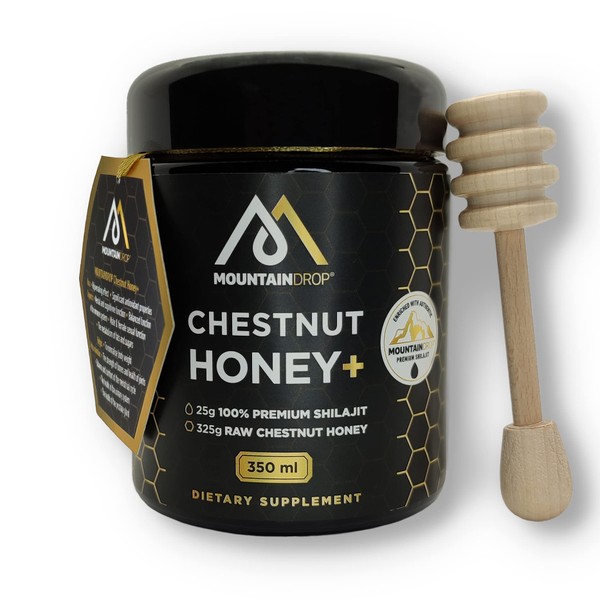 Mountaindrop Chestnut Honey+ 350 g Syrup I Complex of 25 g Premium Mumijo Shilajit + 325 g Raw Chestnut Honey I Traditional Dietary Supplement I Supplement Laboratory Tested