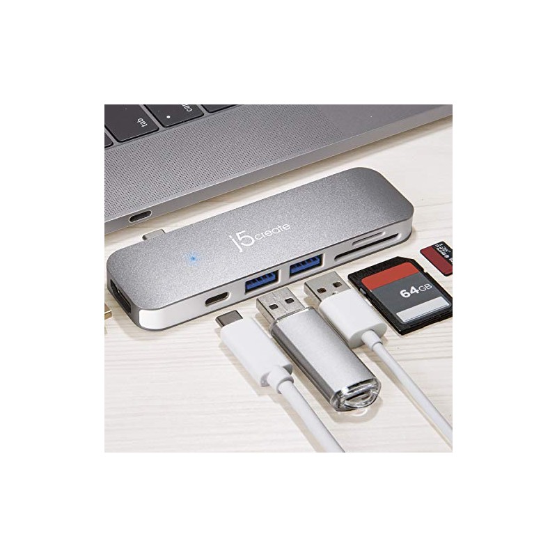 J5 create JCD386 USB Type-C 7-in-1 UltraDrive Mini Dock Power