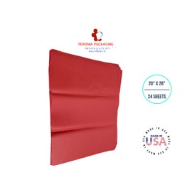 Cuadrados de papel de seda, 24 hojas, papel de regalo premium y suministros de arte para cumpleaños, día festivo o regalos por Feronia embalaje, grande 20 x 26 pulgadas, Rojo, 20 x 26