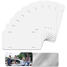 10 Pack Sublimation License Plate Blanks,Heat Thermal Transfer Sheet DIY Picture Sublimation Blank,Metal Aluminum Automotive License Plate Plates Tag for Custom Design Work - White
