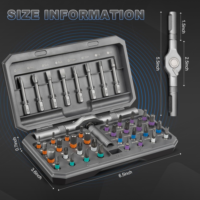 42 in 1 Magnetic Screwdriver Set, Multi Bit Magnetic Ratcheting