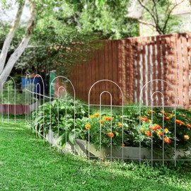 FOREHOGAR Decorative White Garden Border Fence 32inX20ft Rustproof Landscape Metal Edging Patio Decor Yard Fencing Patio Flower Bed Garden Fencing for Outdoor