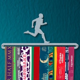 The Medal Hanger Shop | Male Runner | Brushed Stainless Steel | Medal Hanger Display Holder for Runners | Made in Britain