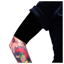 Tat2X Ink Armor Premium Half Arm Tattoo Cover Up Sleeve - No Slip Gripper - U.S. Made - Black - ML (single half arm sleeve)