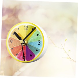 FELTECHELECTR Colorful Lemon Refrigerator Magnet Clock Creative Round Wall Clock Magnetic Backing for Easy Message Display Kitchen Decor for Families and Friends