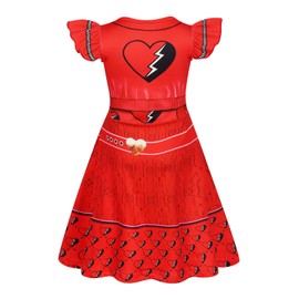 Princess Rise Red Dress for Girls Kids Princess Dress Up Costume Role Play Birthday Gift with Wig 4-5 Years