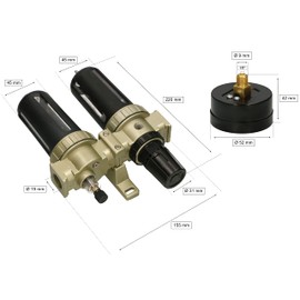 KOTARBAU® Pressure Regulator Water Separator Compressed Air Oil Separator Compressor Filter for Air Tools with Pressure Gauge