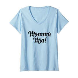 Womens Mamma Mia - Cute Italian V-Neck T-Shirt