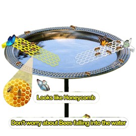 Jiyikua 2Packs Floating Bee Ladder for Bee Cups Garden Bird Baths, 3D Colorful Bee Insect Butterfly Waterer Station, Bee Cups Water Catcher for Thirsty Pollinators (Yellow+White)