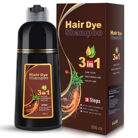 Champú Herbal 3 En 1 Para Cobertura De Cabello Gris Para Mujeres Y Hombres - Castaño Castaño (500Ml)                                                  