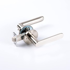 Passage Satin Nickel Door Handles, Interior Door Lock for Bedroom & Bathroom, Keyless Heavy Duty Door Lever for Front Door Villas Hotel Home