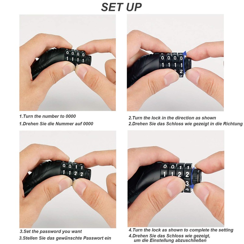SPROUTER Bicycle Cable Lock Combination Cable Bicycle Lock, Portable Bicycle