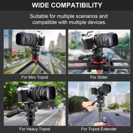 LEFTFOTO Mini Tripod Fluid Head Pan Head with Panoramic Ball Head and Arca Swiss Quick Release Plate for Camera Tripod, Compact Video Slide Rail and DSLR Cameras