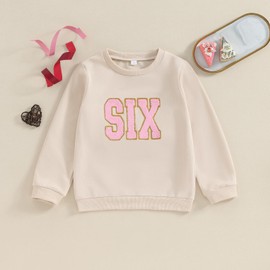 Lamuusaa Toddler Baby Girl Boy Birthday Outfit One/Two/Three/Four/Five/Six Embroidery Sweatshirt Shirts Birthday Gift