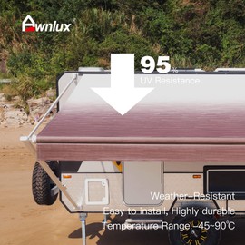AWNLUX RV Awning Fabric Replacement Waterproof Vinyl Shade Screen for Awnings Camping Universal Fit Fabric Sun Shade UV Sun Blocker Canopy RV Awning Shade Shelter Burgundy Fade-15'(Fabric 14'2")