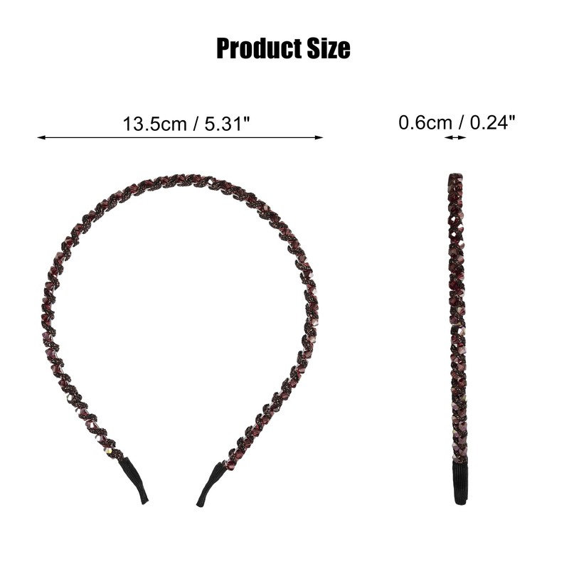 VOCOSTE Hair Hoop Women Headband Headband Rhinestone 0.6cm Width 1pcs