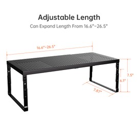 Ipotive Cabinet Shelf,Expandable Adjustable Stackable Kitchen Organizer,for cabinets, Kitchens, countertops, bathrooms Shelf Organizer(1Pack/Black,Large)
