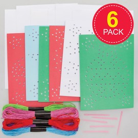 Baker Ross FE942 Cross Stitch Christmas Cards Craft Sets - Pack of 6, Christmas Cards Crafts for Children, Introduction Sewing and Cross Stitch for Children, Educational Crafts for Children