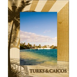 Saddle Mountain Souvenir Turks and Caicos Laser Engraved Wood Picture Frame Portrait (5 x 7)