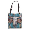 Boho Chic Bull Skull Turquoise Western Protea Flower Tote Bag