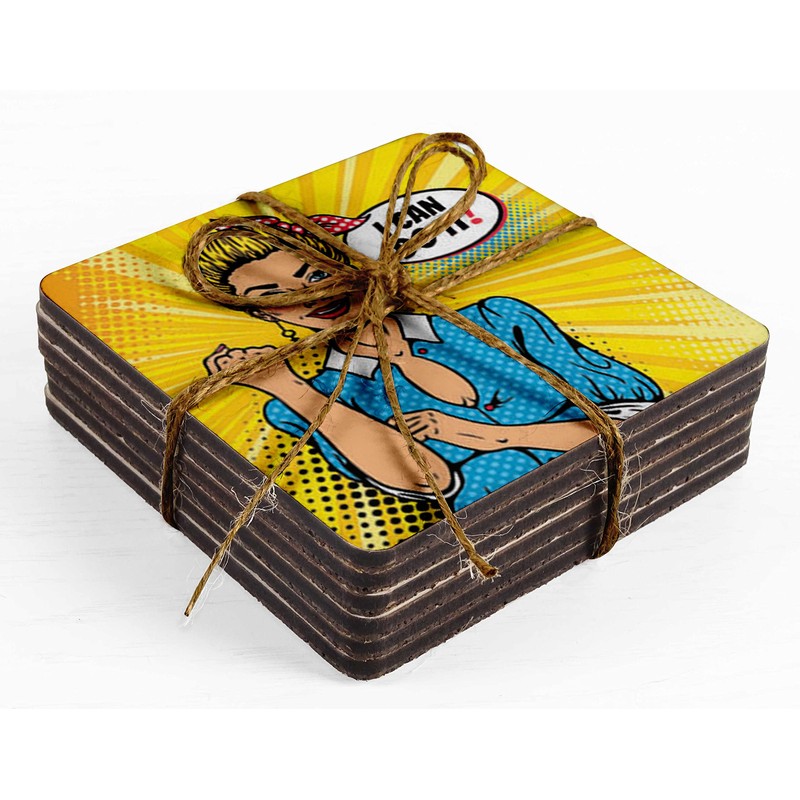 Inkdotpot Set of 6 Drink Coasters Decorative Non Slip Cork