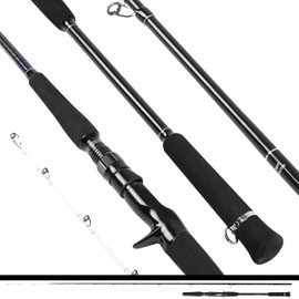 Ecooda Saltwater/Freshwater Offshore Casting/Spinning Fishing Rod Carbon Fiber Boat Kayak Rod Portable Travel Rod(Length/Max Drag:7' 1-Piece/33LB,7'6''One and Half Piece/40LB,8'6''2-Piece/44LB)