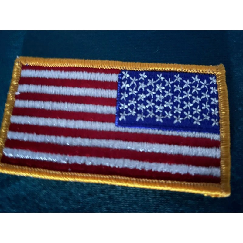 American Flag Right Sleeve Biker/Military Embroidered Patch W/ Gold Border