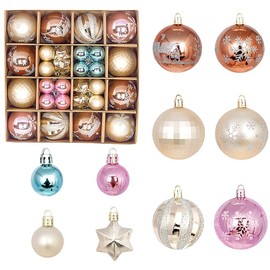 Christmas Tree Decoration Set of 44 Luxury Christmas Balls Silver + Blue Flash Fun Christmas Balls + Zinc Plastic + Plated Ball Paint Christmas Decoration Strap Christmas Ornament Glittery Christmas