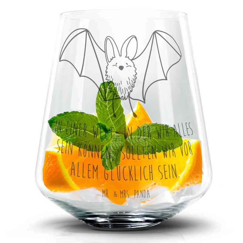Mr. & Mrs. Panda Cocktail Glas Fledermaus Flügel - Geschenk,