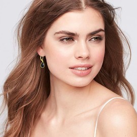 TALYKONG Black Onyx Earrings for Women Gold Plated Leverback Dangle Drop Earrings for Women (gold black onyx earrings)