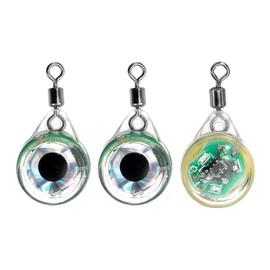 PATIKIL LED Fishing Lure Light, 3 Pcs Eye Shape Deep Drop Fishing Light LED Spoons Underwater Fishing Lights Lighted Bait Trolling Lures Rig Flashing Green