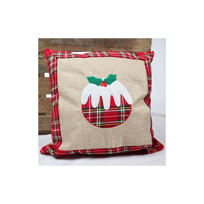 SHATCHI Pillow Case Christmas Pudding Printed Pattern Cushion Covers Burlap