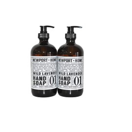 PDTXCLS Birsppy CHDENUO Sudopo Newport Home and Body Co Hand Soap, Wild Lavender, 2 Glass Bottles 16 fl oz Each