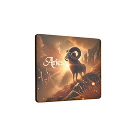 Wooden Fridge Magnet Aries Zodiac Ram Design with Mountain Background (mag-kf25-1294)