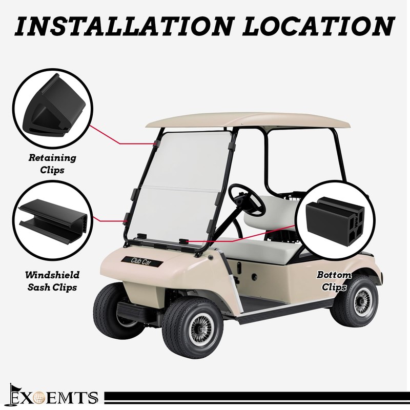 EXOEMTS Club Car Windshield Retaining Clip Kit, Golf Cart Windshield