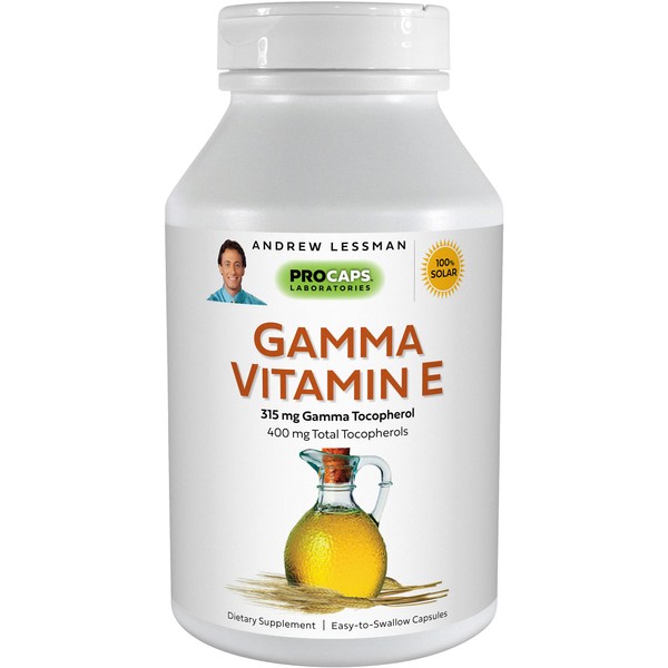 ANDREW LESSMAN Gamma Vitamin E 60 Softgels – 315 mg Gamma Tocopherol, Protective Vitamin E. Four Forms of Natural Tocopherols with Ahiflower® Oil. Powerful Anti-oxidant. No Synthetic Forms
