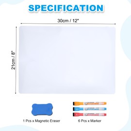 PATIKIL Magnetic Dry Erase Whiteboard Paper, 12"x8" White Board Stickers for Wall Whiteboard Contact Paper Sheet with Marker, Magnetic Eraser for Kitchen Fridge Shopping List, White
