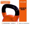 BESEA Orange Vinyl Coated Kettlebell 35lbs, Wide Grip Handle, Stable