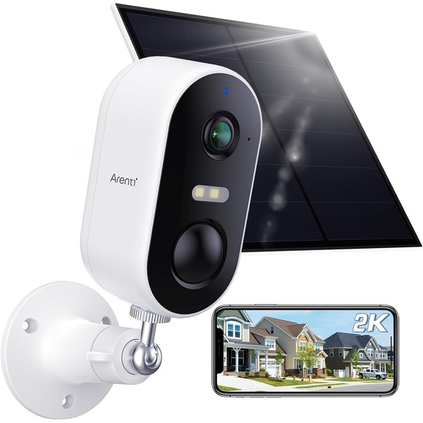 ARENTI Kabellose Überwachungskamera Aussen Akku mit Solarpanel, 3MP 2,4G WLAN
