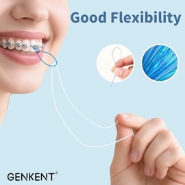 GENKENT Enhebradores de hilo dental (200 unidades) para aparatos dentales, puentes e implantes. Limpieza profunda (paquete de 2).