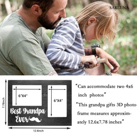 SARLUNA Best Grandpa Ever 3D Wooden Picture Frame - Perfect Gifts for Grandpa - Includes Two 4x6 Inch Frames - Ideal for Grandpa's Birthday, Father's Day, Father-in-Law - Happy Birthday Grandp
