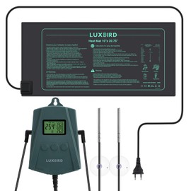 Luxbird Seedling Heating Mat with Thermostat Controller, IP67 Waterproof, 10 x 20.75 Inch Heat Mat for Plants, Automatic Temperature Control (21 W Heating Mat + Thermostat Controller)