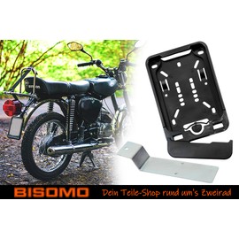 Removable Frame Number Plate 135 x 110 Folding Function + Holder Galvanised Steel for Simson S50, S51, S70 - Easy to Replace