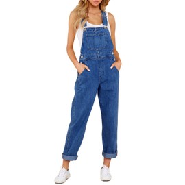 luvamia Women's Casual Adjustable Denim Bib Overalls Jeans Pants Fashion Loose Overall Jumpsuits Overalls for Women 2023 Classic Blue Size Large