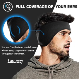 Lauzq Winter Fleece Ear Warmers Muffs Headband for Men Women Kids Ski Running Cycling (2, Black/Army Green)