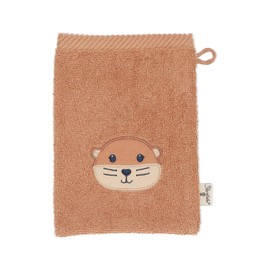 Sterntaler Baby Unisex Wash Mitt Baby GOTS Double Pack Wash Mitts Otti - Wash Cloth Children, Baby Wash Cloths with Otter Motif - Organic - Brown