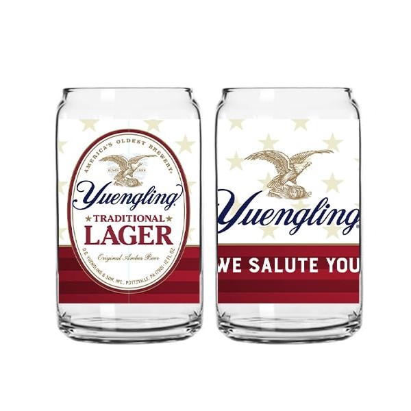 Yuengling Traditional Lager Beer Glass Can, Set of 2, Limited